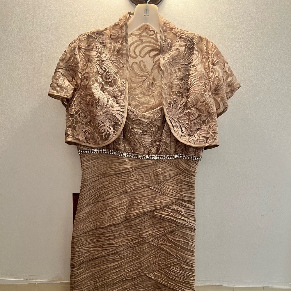 Tan size 8 mother of the bride dress